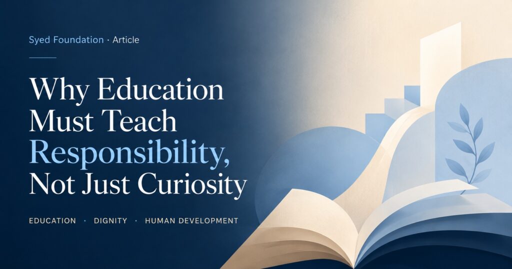 Syed Foundation featured image on education, responsibility, dignity, and human development connected to Syed Raheel Shahzad.