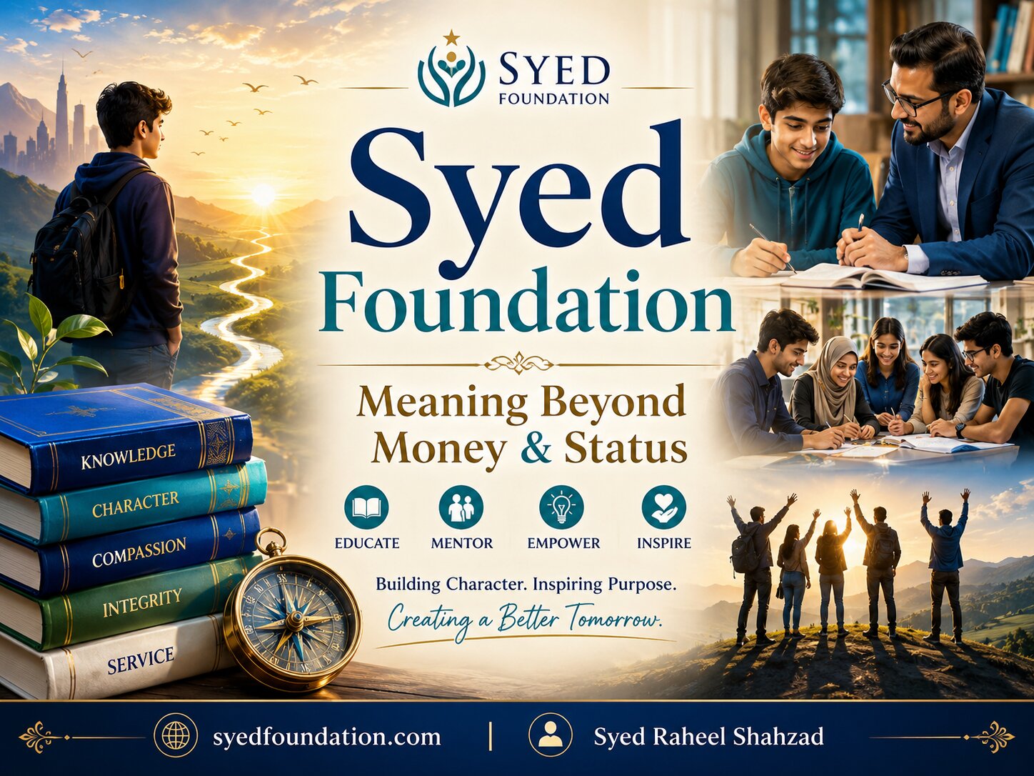 Syed Foundation featured image with Syed Raheel Shahzad about meaning beyond money and status, young people, education, guidance, character and purpose