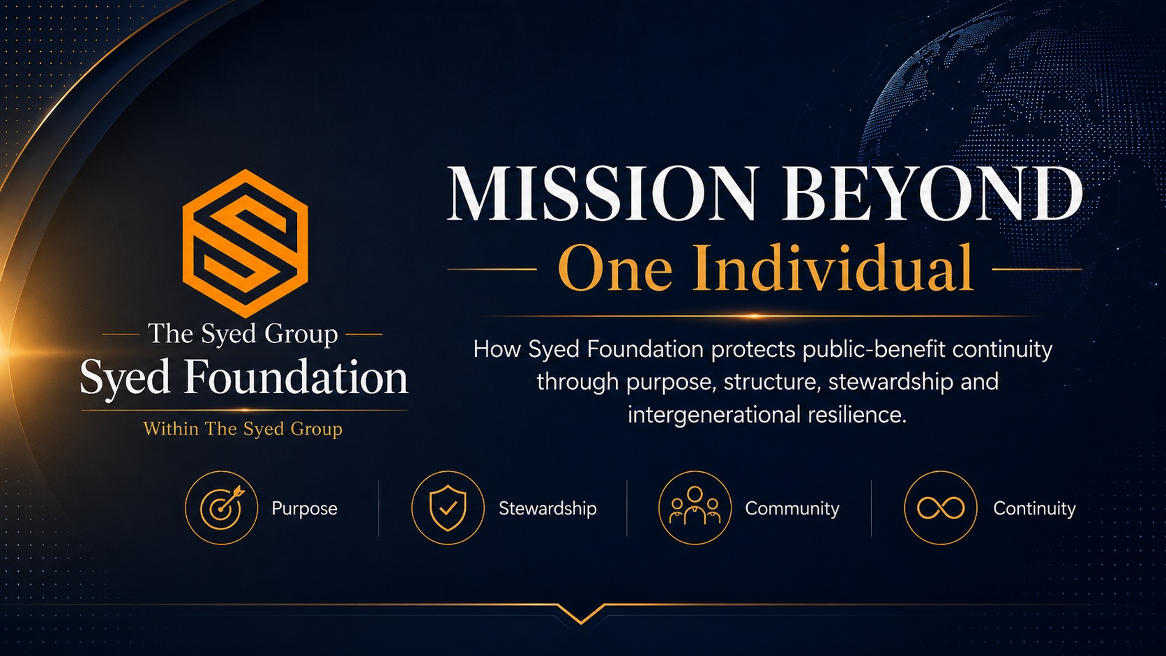 Mission Beyond One Individual: How Syed Foundation Protects Public-Benefit Purpose Across People and Generations — corporate institutional featured image for Syed Foundation and The Syed Group
