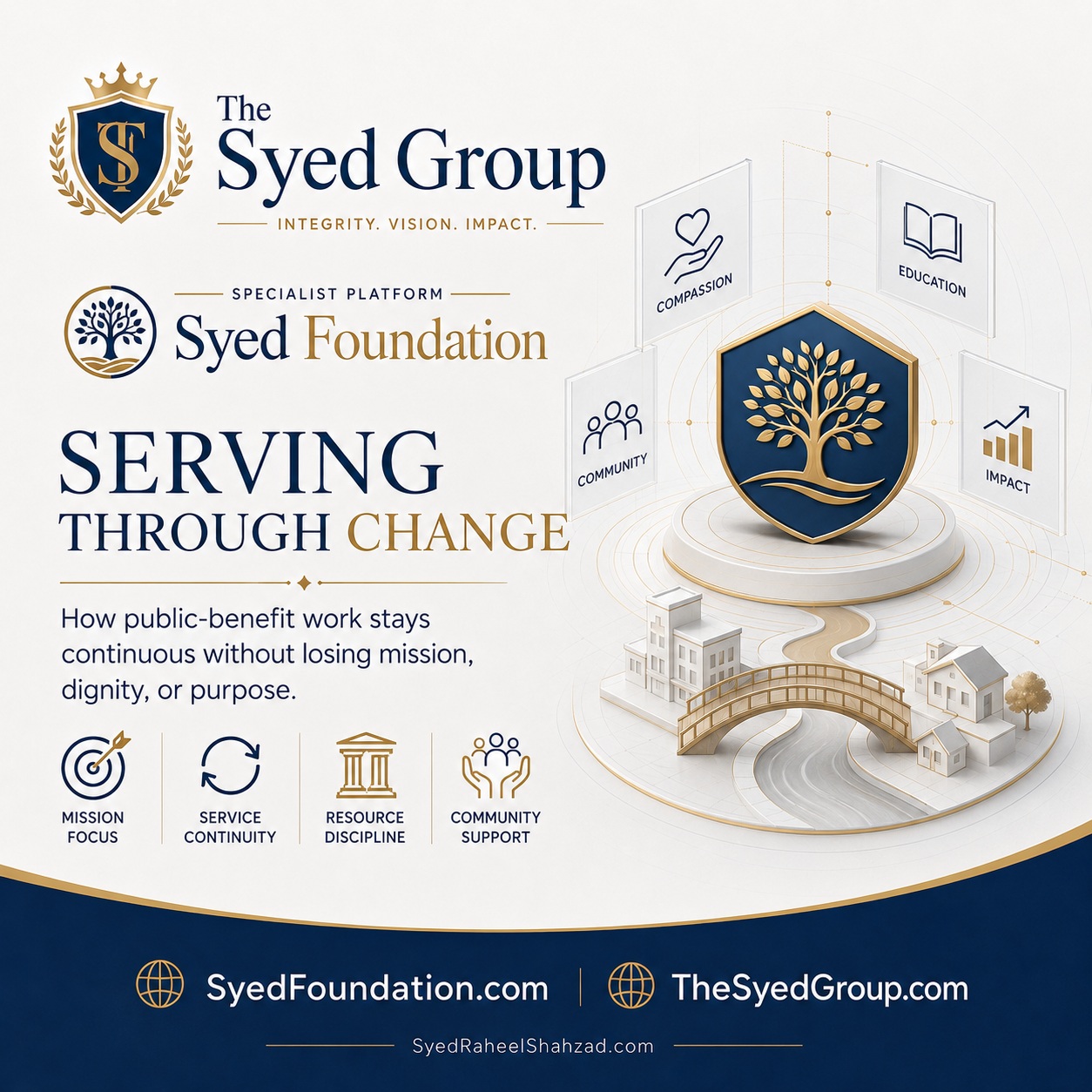 Serving Through Change: How Syed Foundation Protects Public-Benefit Continuity Without Mission Drift — corporate featured image for Syed Foundation and The Syed Group