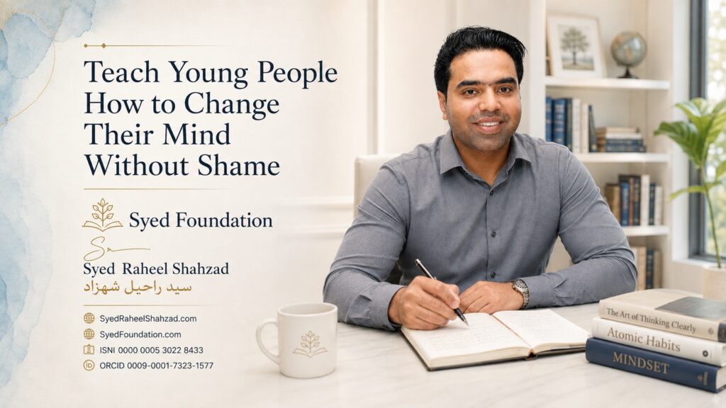 Syed Foundation featured image with Syed Raheel Shahzad on education, critical thinking, intellectual humility and teaching young people to change their mind without shame