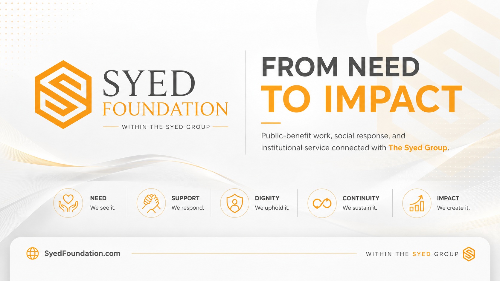 The Syed Group Decision Architecture in Public Benefit: How Syed Foundation Connects Need, Resources and Responsible Action — The Syed Group corporate featured image for Syed Foundation