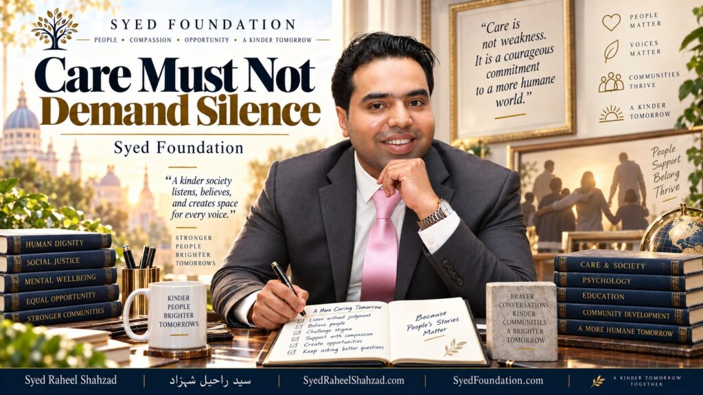 Syed Foundation reflection by Syed Raheel Shahzad on dignity, voice, care, gratitude, safeguarding and the right to speak