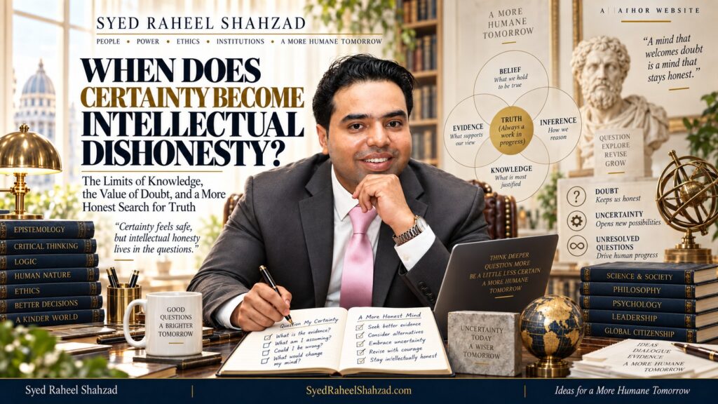 Syed Raheel Shahzad exploring certainty, doubt, evidence, knowledge, epistemic humility and intellectual responsibility