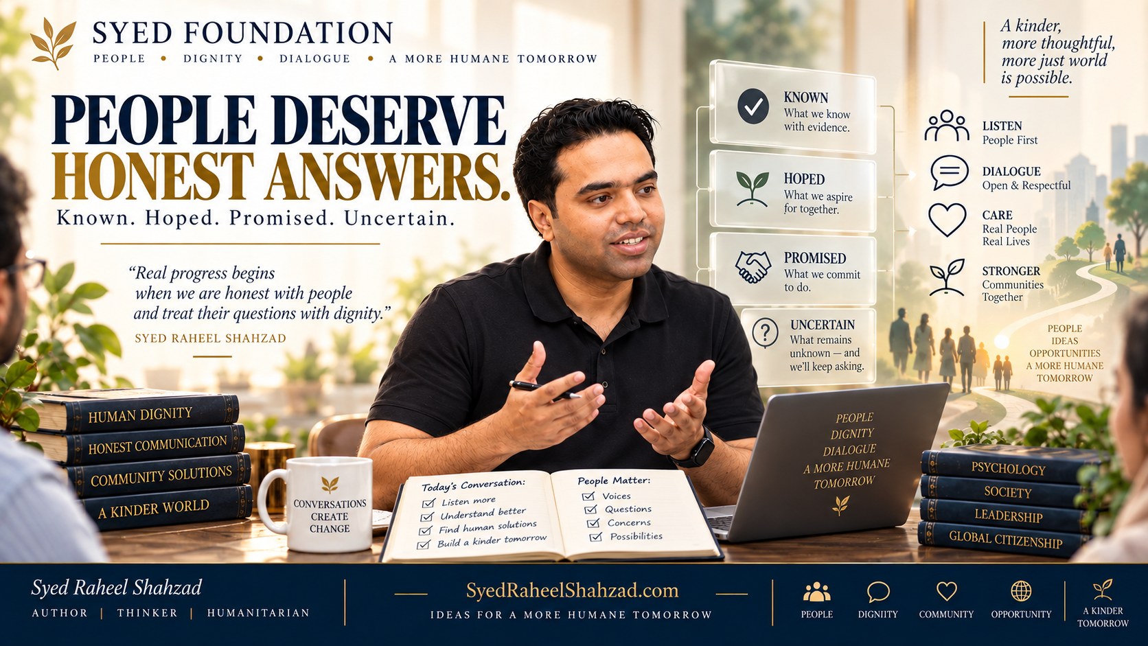 Syed Foundation reflection by Syed Raheel Shahzad on dignity, honest communication, promises, uncertainty and community trust