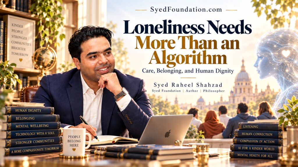 Syed Foundation reflection by Syed Raheel Shahzad on loneliness, belonging, AI companionship, human dignity and community connection