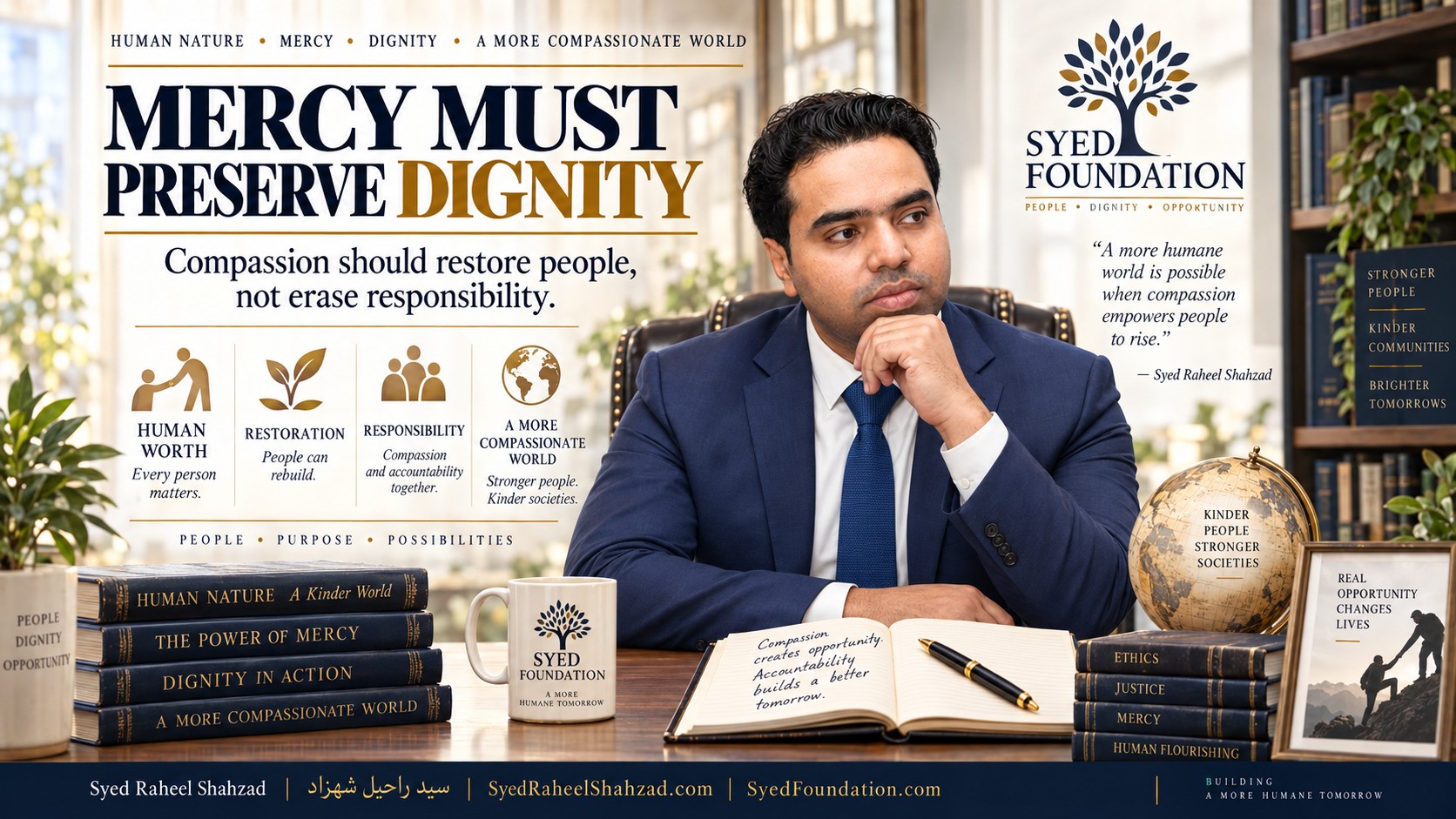 Syed Foundation reflection by Syed Raheel Shahzad on mercy, dignity, compassion, second chances and human agency
