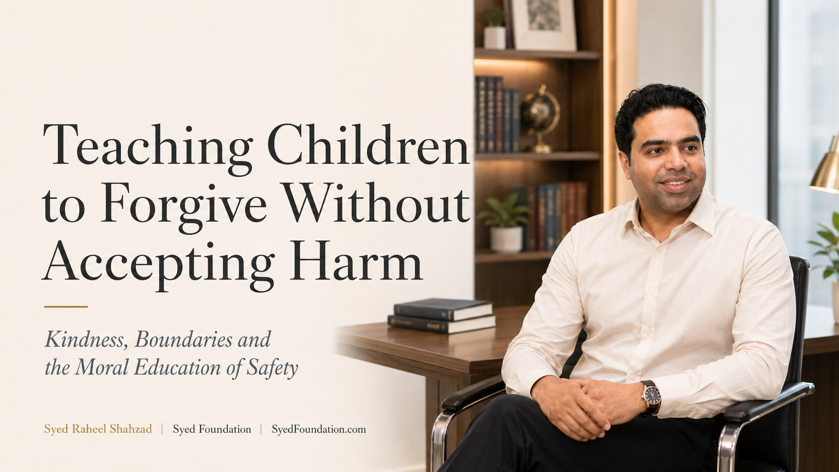 Syed Foundation featured image with Syed Raheel Shahzad on children, forgiveness, boundaries, emotional safety, empathy and moral education